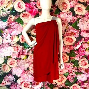 Cache Size 10 One shoulder Rhinestone flowy Cocktail Date Dress Love